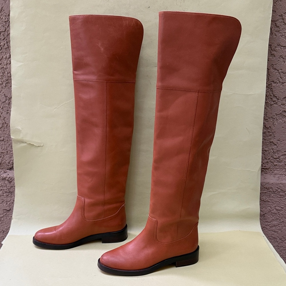 Orange J. Crew Over the Knee Leather Boots - Picture 2 of 16